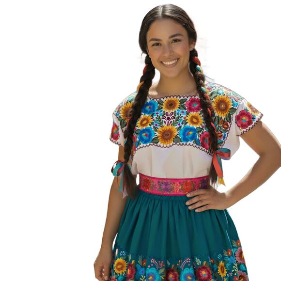 Mexican Folkloric belt day of the dead 5 de Mayo colorfull mexico todo corazon - Picture 5 of 5